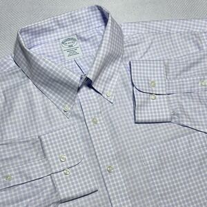 Brooks Brothers Button Dress Shirt 18-34/35 Lavender Purple Gingham Check Plaid